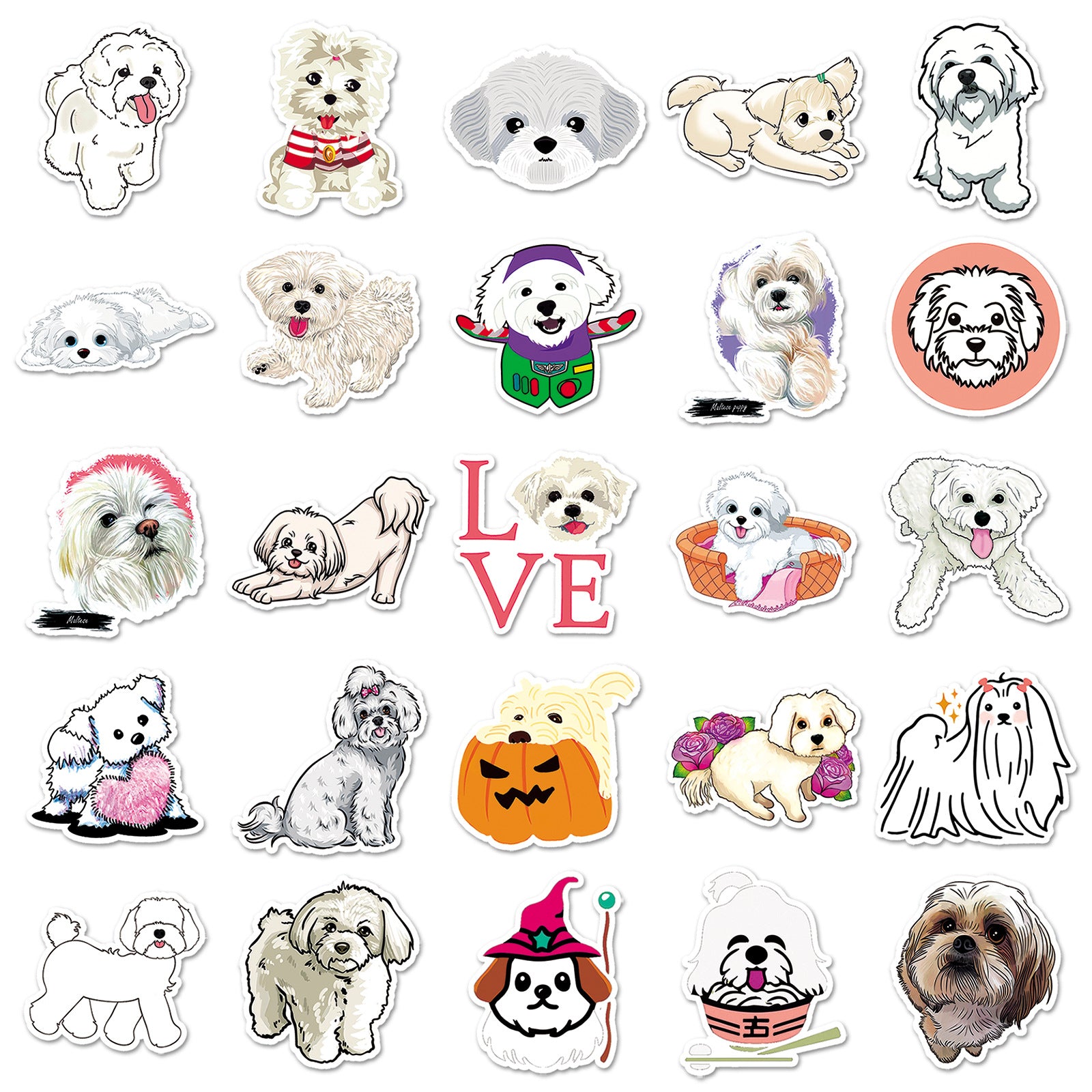 Wholesale 50pcs Little Dog Stickers Decoration Cute Style Cup Decor Sticker
